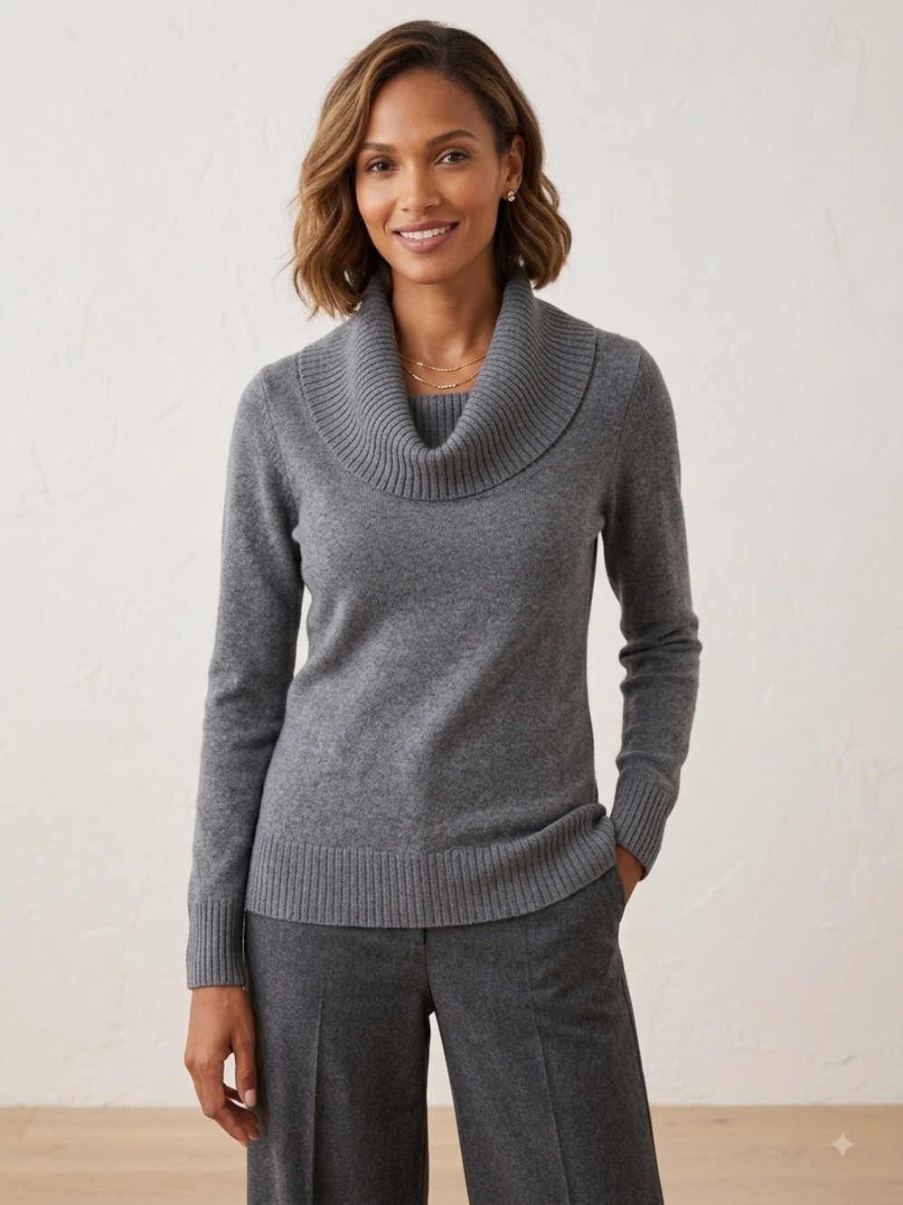 Lord & Taylor 2-ply Luxury Cashmere Turtleneck/Off Shoulder Sweater , Medium